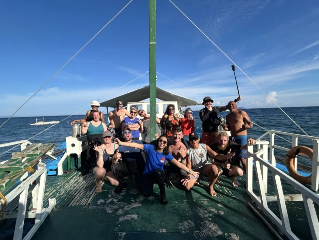 Dive group on the boat during an Apo Island day trip