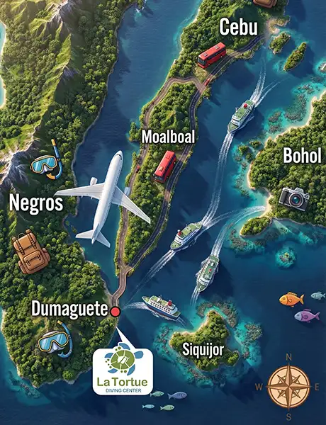 Itinéraire vers La Tortue Diving Center à Negros Oriental