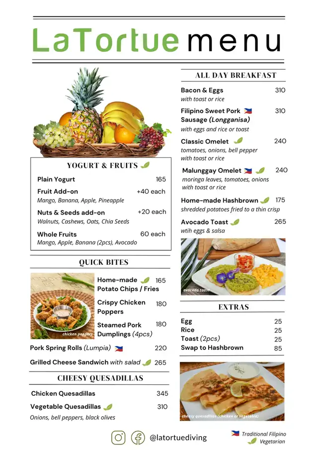 Menu La Tortue page 1