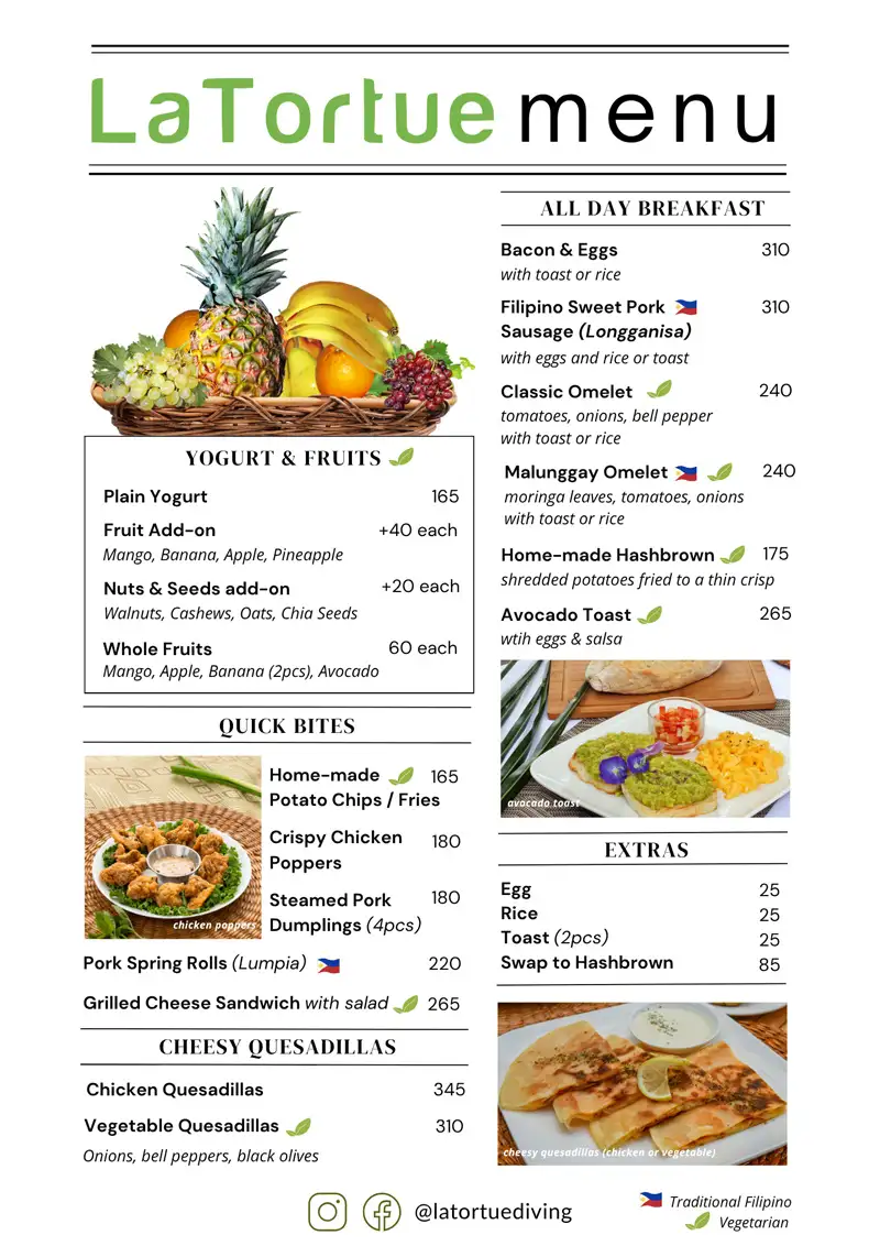Menu La Tortue page 1
