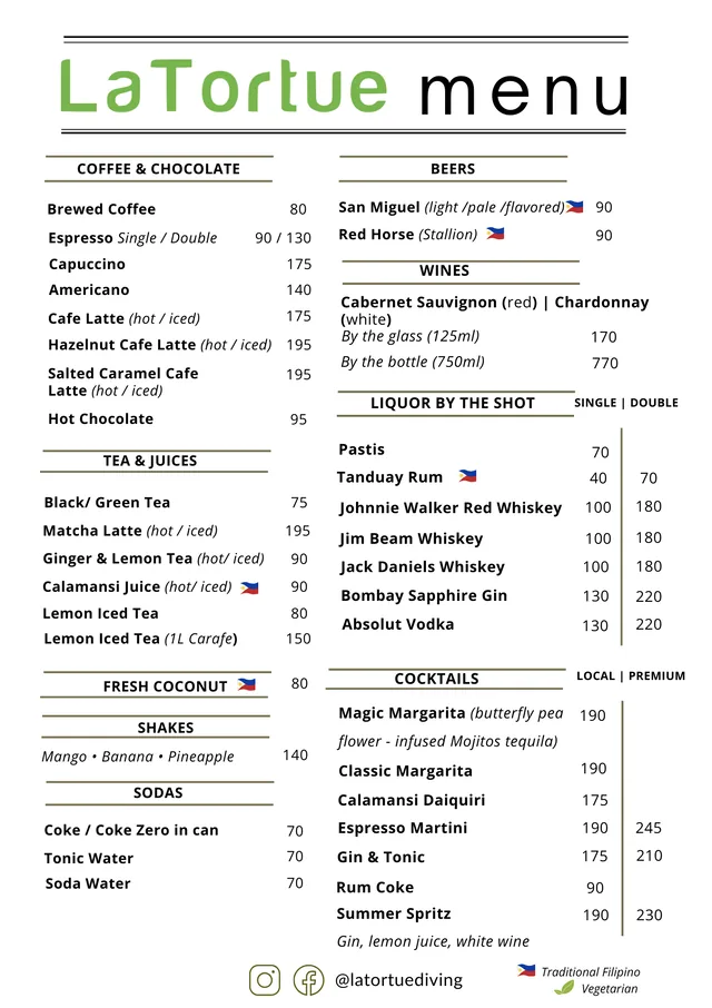 La Tortue dining menu page 4