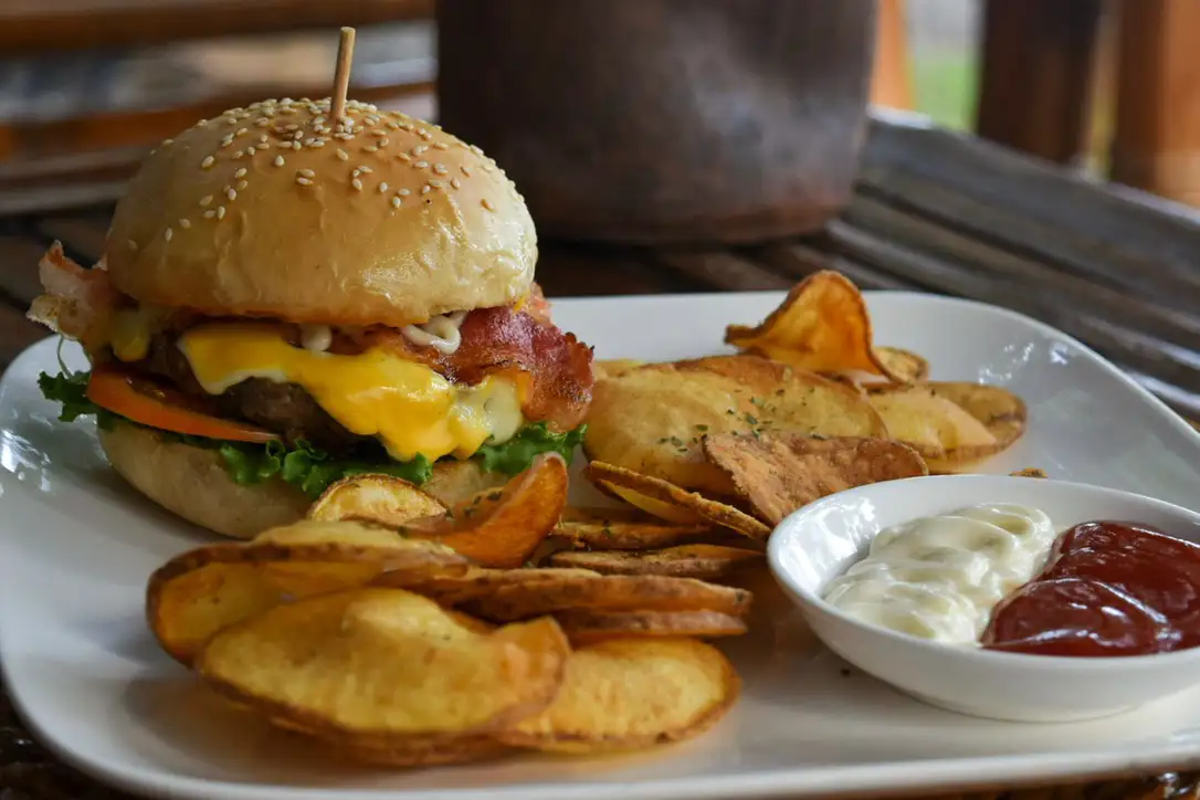 Burger et frites au restaurant La Tortue